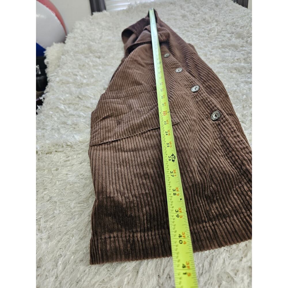 VTG Brown Corduroy Jumper Dress Button Front Pockets Plus Size 18 20 Cottagecore - Picture 4 of 8